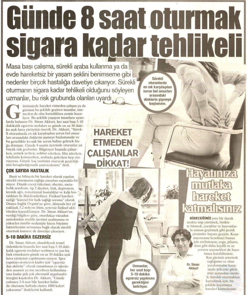 Günde 8 saat oturmak, sigara kadar tehlikeli 1 Günde 8 saat oturmak, sigara kadar tehlikeli