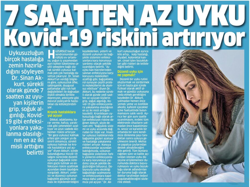 7 saatten az uyku, Covid-19 riskini artırıyor